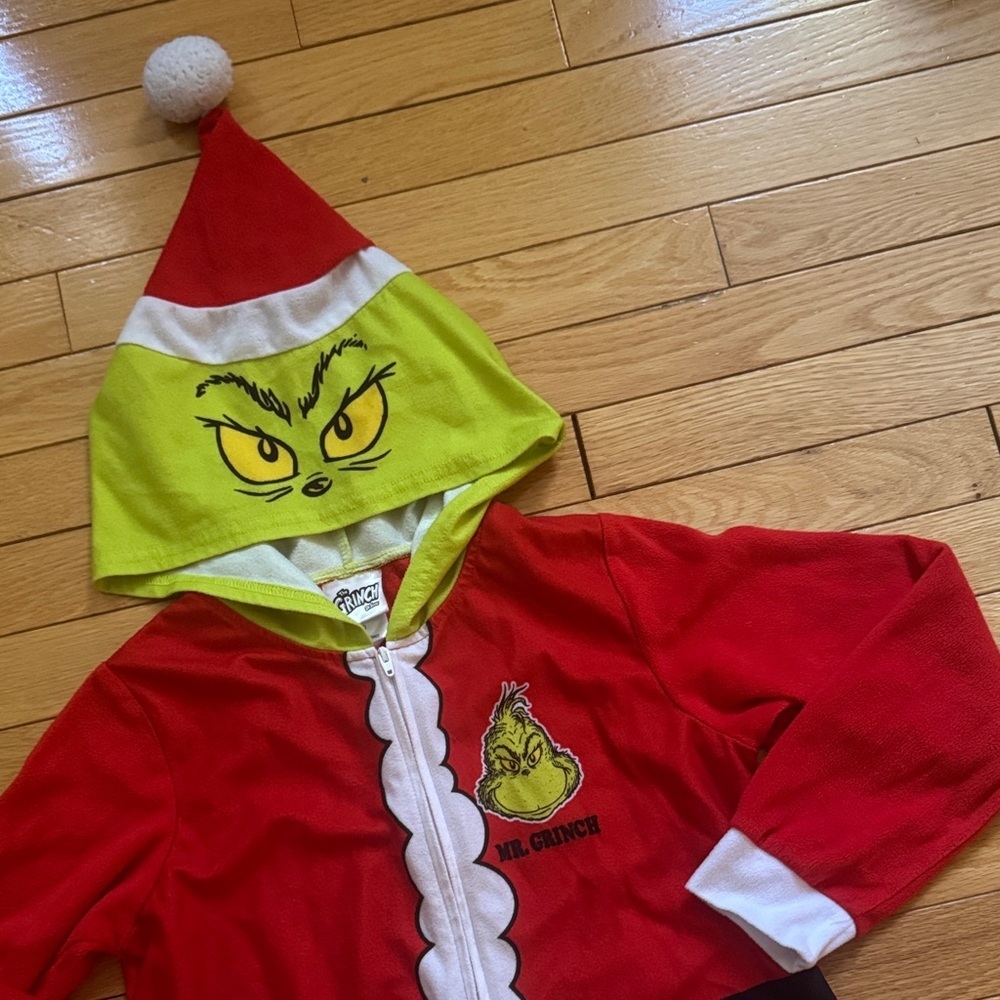Kids Grinch Xmas PJ onesie - Picture 2 of 4